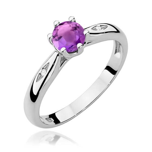 Pierścionek Ametyst 0,50ct białe złoto