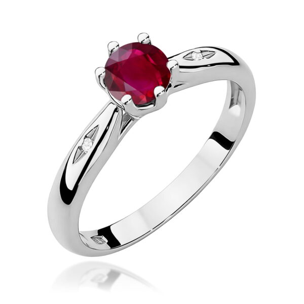 Pierścionek Rubin 0,60ct białe złoto