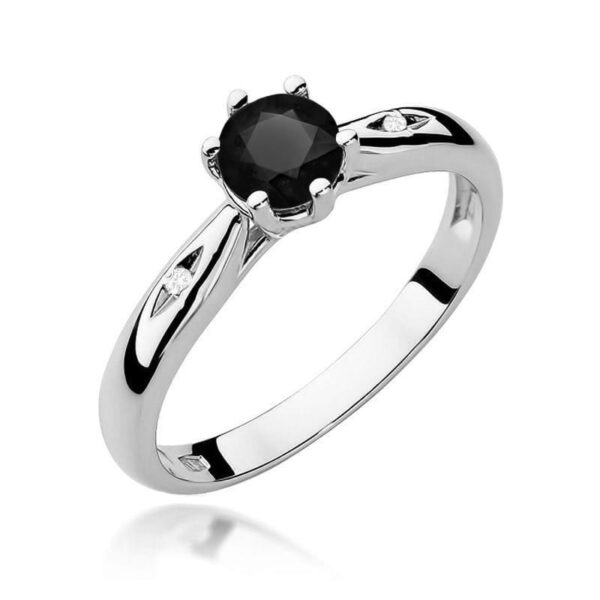 Pierścionek Czarny Diament 0,50ct białe złoto 375