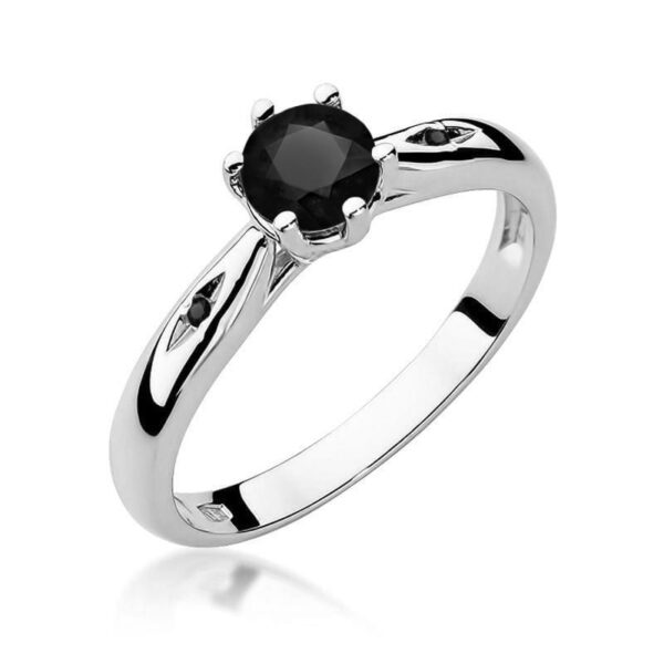 Pierścionek Czarny Diament 0,50ct białe złoto 375
