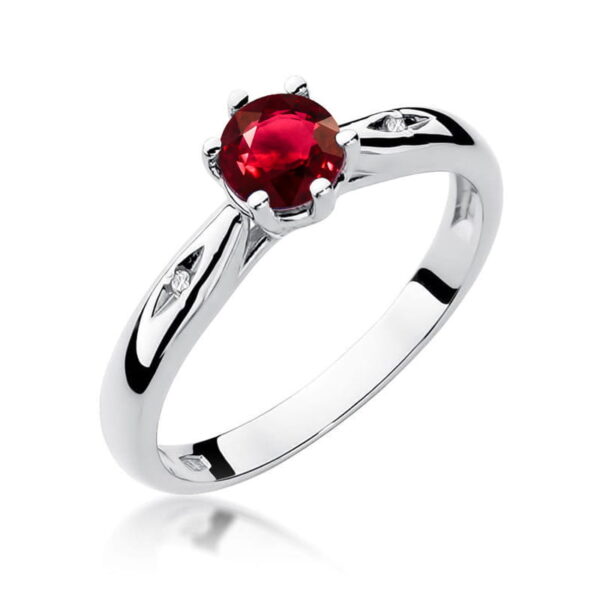 Pierścionek Rubin 0,60ct białe złoto 375