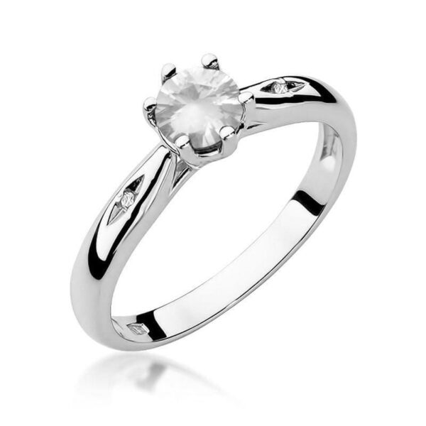 Pierścionek Biały Szafir 0,60ct białe złoto 375