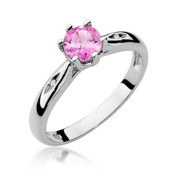Pierścionek Różowy Topaz 0,60ct białe złoto 375