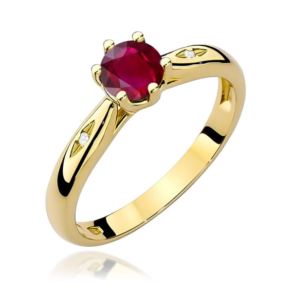 Pierścionek Rubin 0,60ct żółte złoto