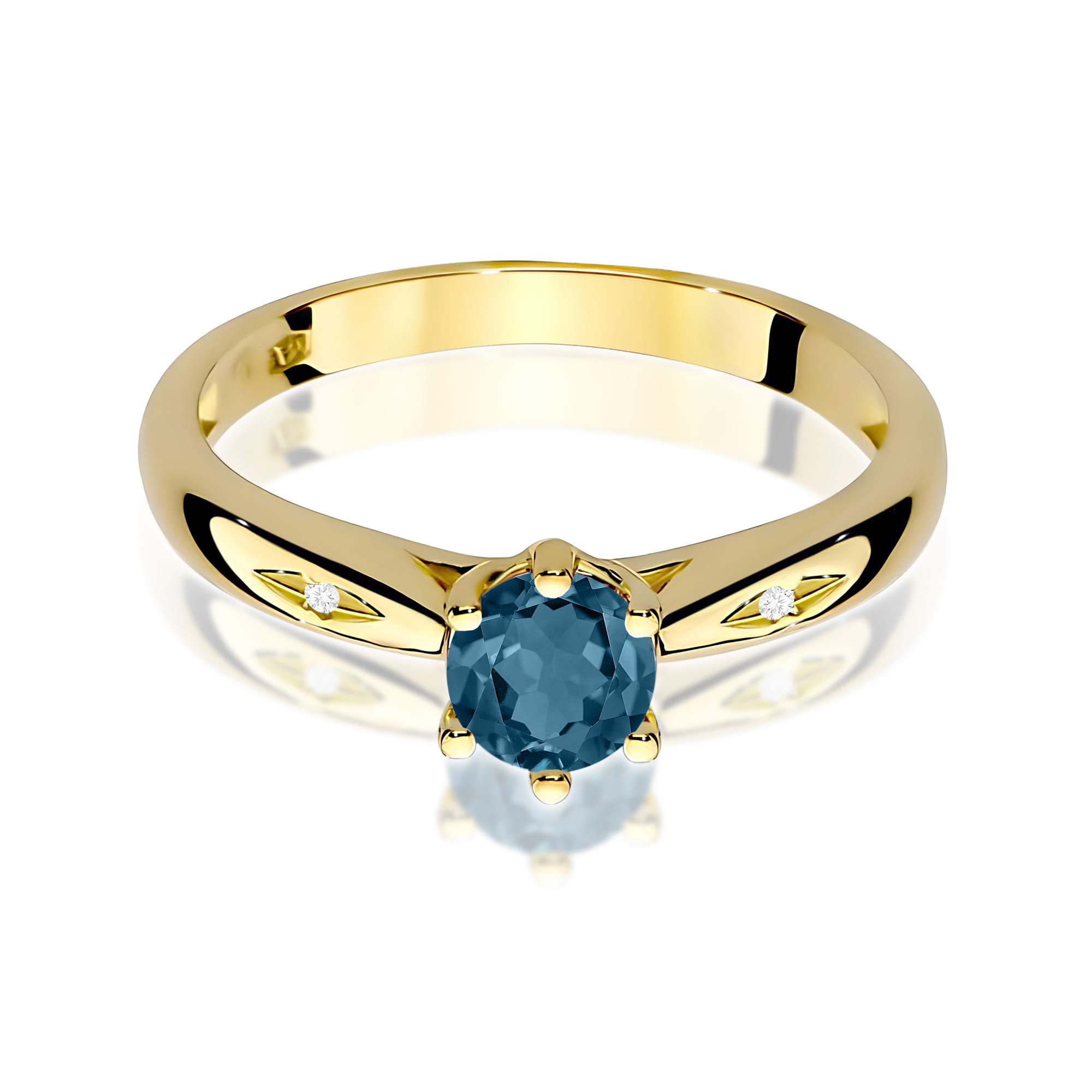 Pierścionek Topaz London Blue 0,50ct żółte złoto - obrazek 2
