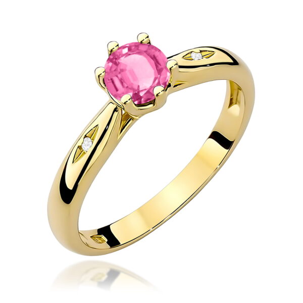 Pierścionek Różowy Topaz 0,60ct żółte złoto