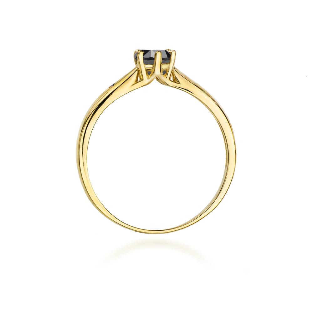 Pierścionek Czarny Diament 0,50ct żółte złoto 375 - obrazek 3