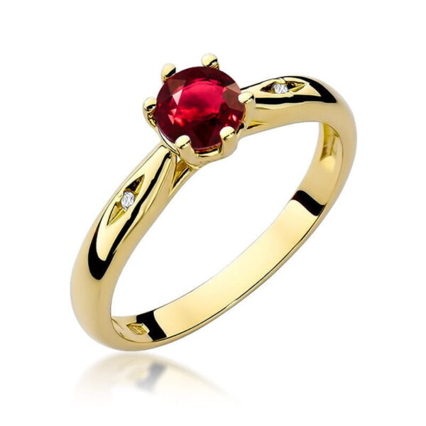 Pierścionek Rubin 0,60ct żółte złoto 375