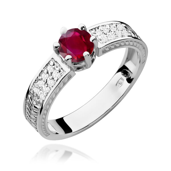 Pierścionek Rubin 0,60ct białe złoto