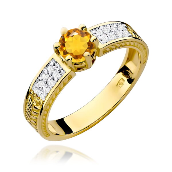 Pierścionek Cytryn 0,50ct żółte złoto 375