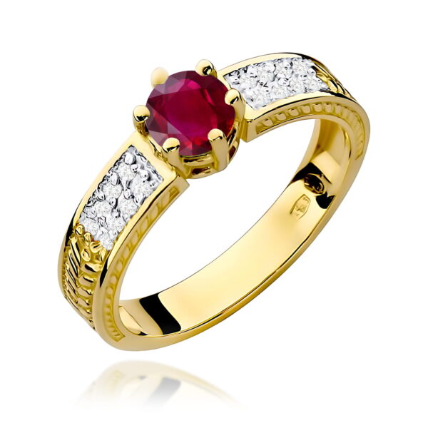 Pierścionek Rubin 0,60ct żółte złoto 375