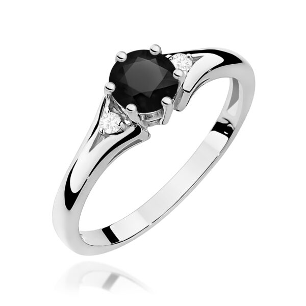 Pierścionek Czarny Diament 0,50ct białe złoto