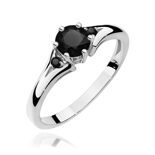 Pierścionek Czarny Diament 0,50ct białe złoto 375 z czarnymi diamentami