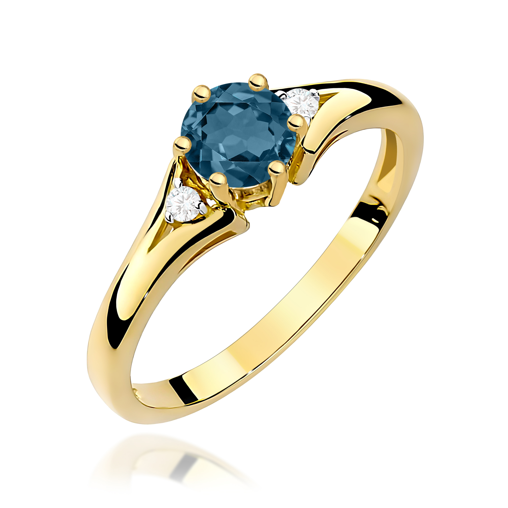 Pierścionek Topaz London Blue 0,50ct żółte złoto 375