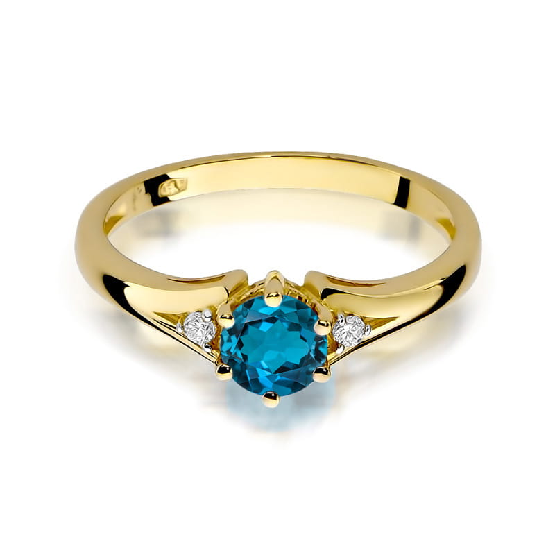 Pierścionek Topaz London Blue 0,50ct żółte złoto 375 - obrazek 2
