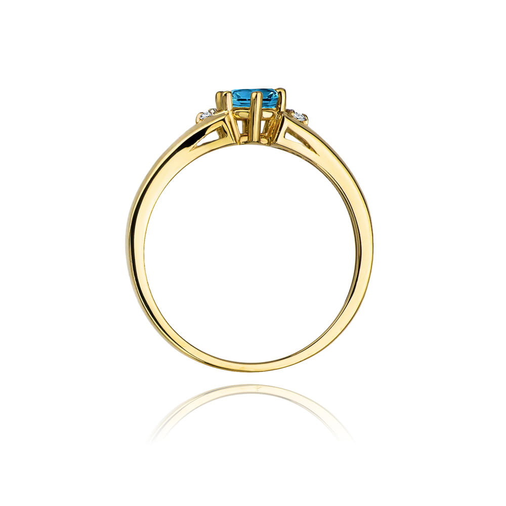 Pierścionek Topaz London Blue 0,50ct żółte złoto 375 - obrazek 3