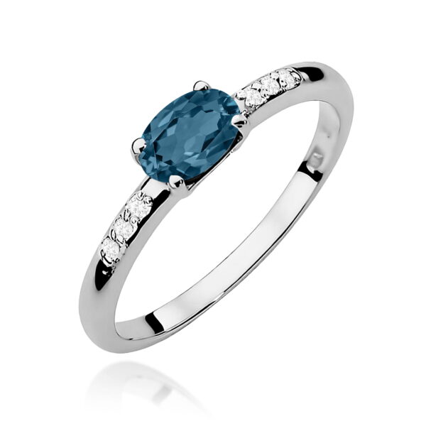 Pierścionek Topaz London Blue 0,50ct białe złoto