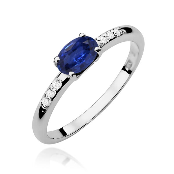 Pierścionek Szafir 0,70ct białe złoto 375