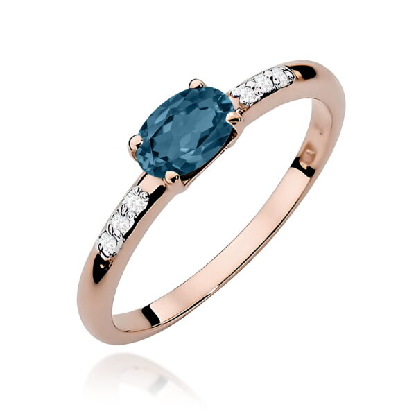 Pierścionek Topaz London Blue 0,50ct różowe złoto