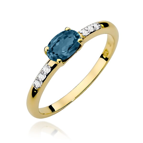 Pierścionek Topaz London Blue 0,50ct żółte złoto 375