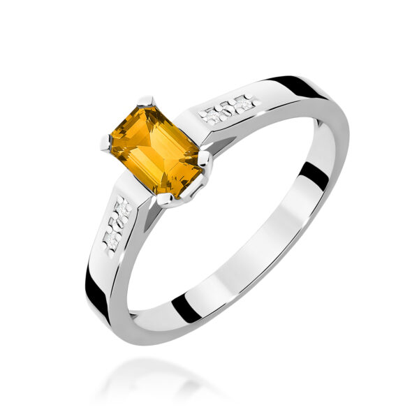 Pierścionek Cytryn 0,60ct białe złoto