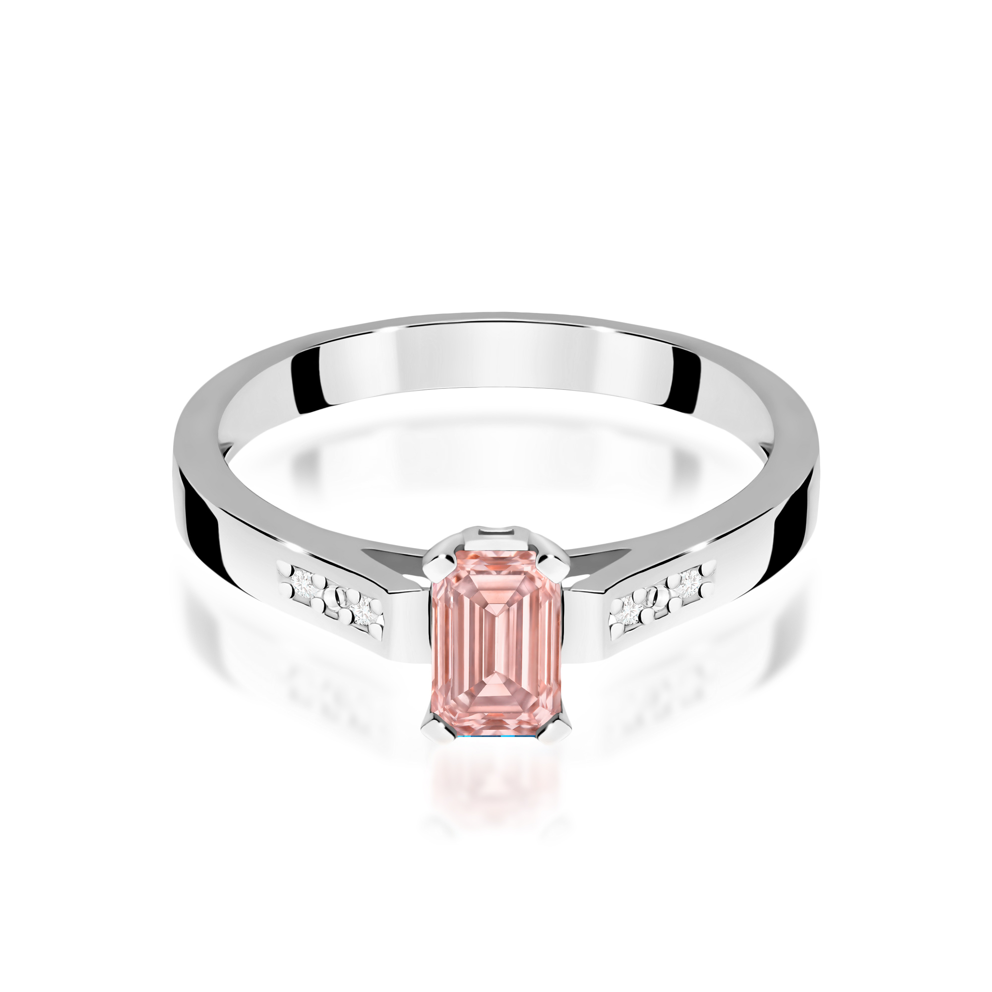 Pierścionek Diament laboratoryjny różowy 0,50ct białe złoto 375 - obrazek 2