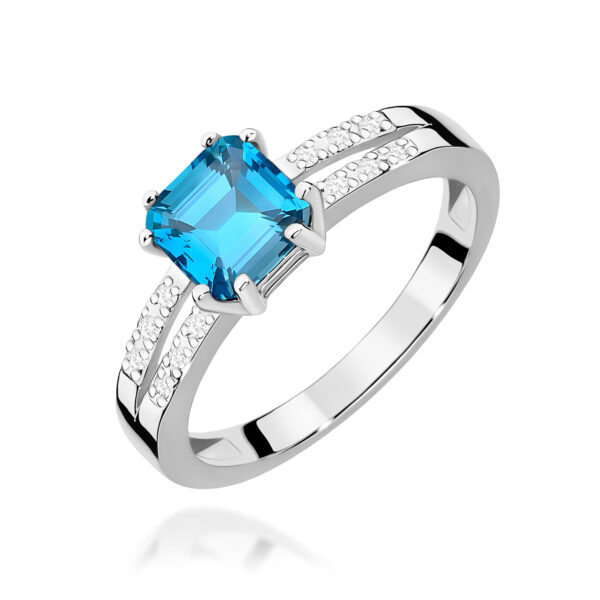 Pierścionek Topaz Swiss 1,10ct białe złoto 375
