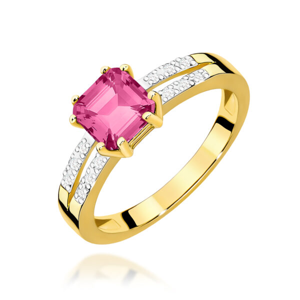 Pierścionek Różowy Topaz 1,10ct żółte złoto