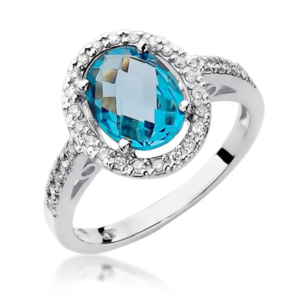 Pierścionek Topaz Swiss 1,70ct białe złoto 375