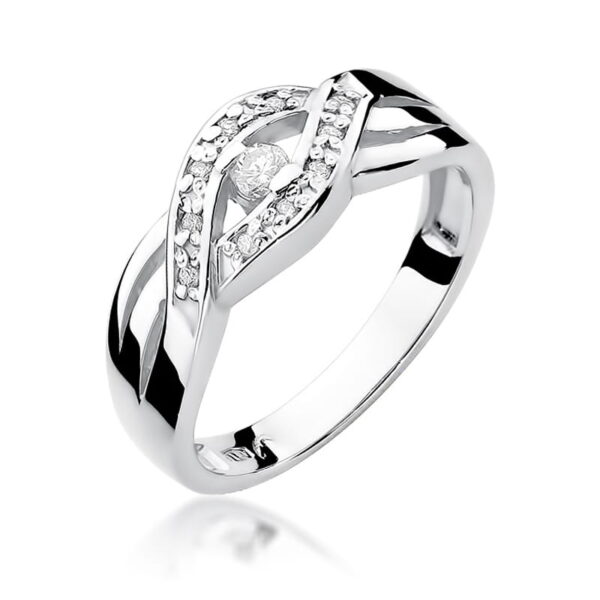 Pierścionek Diament 0,05ct białe złoto 375
