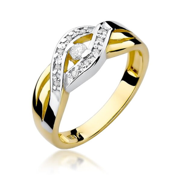 Pierścionek Diament 0,05ct żółte złoto 375