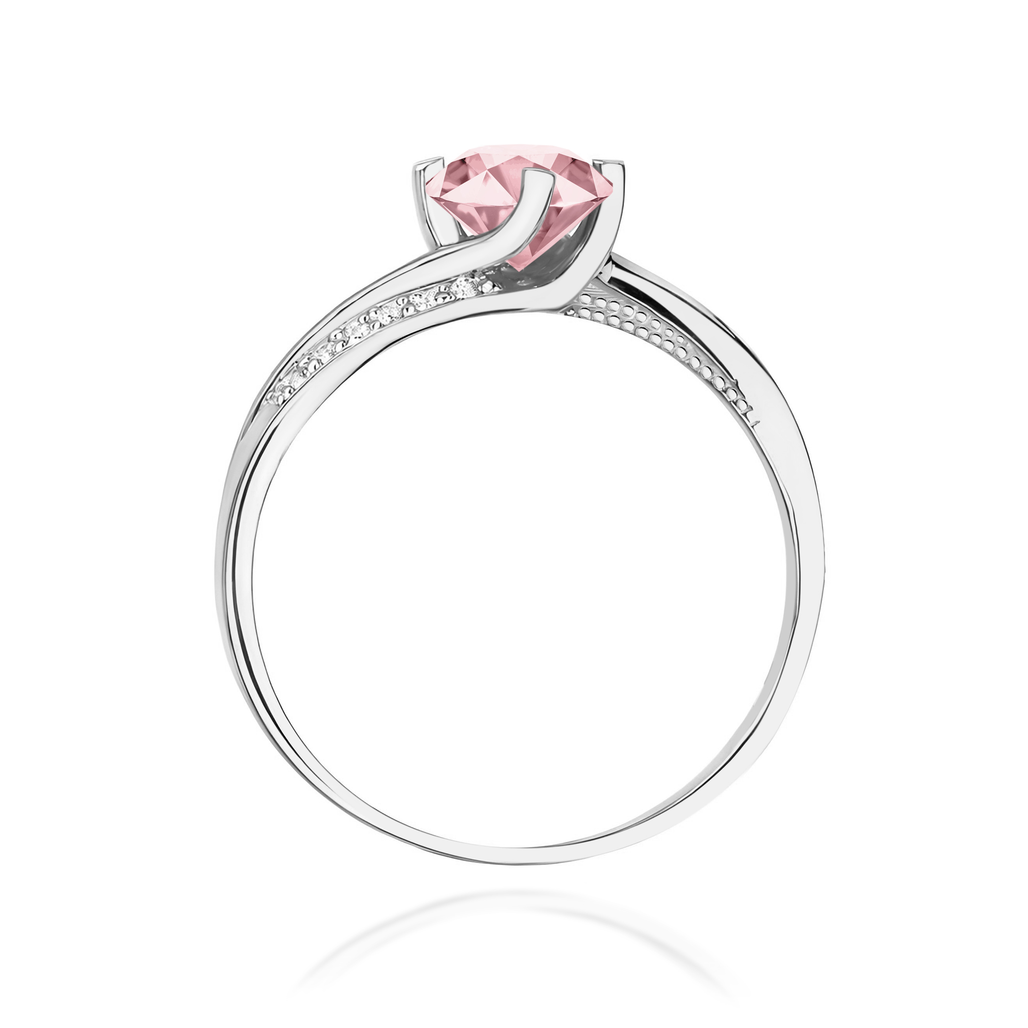 Pierścionek Diament Laboratoryjny różowy 0,50ct białe złoto - obrazek 3