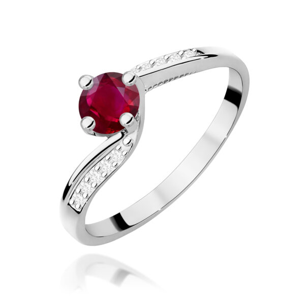 Pierścionek Rubin 0,60ct białe złoto 375