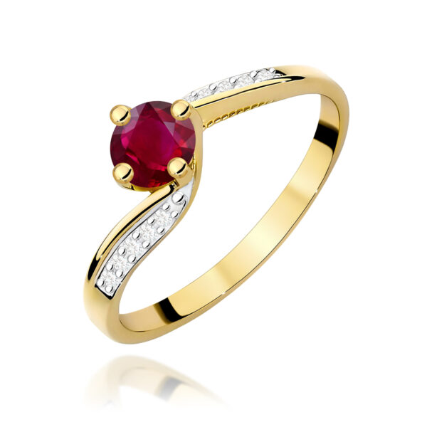 Pierścionek Rubin 0,60ct żółte złoto 375