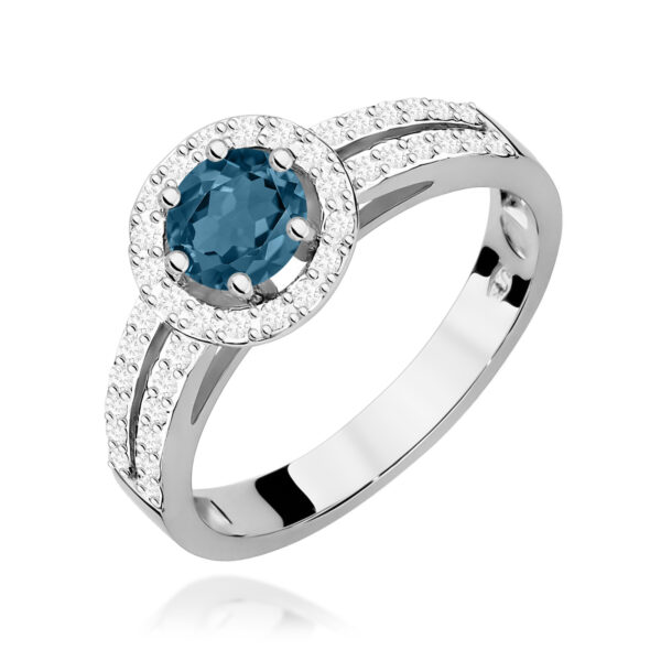 Pierścionek Topaz London Blue 0,50ct białe złoto