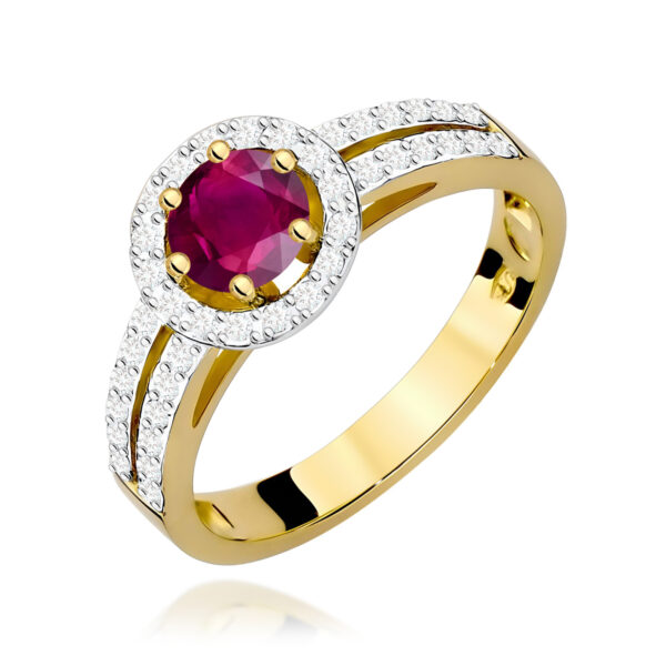 Pierścionek Rodolit 0,60ct żółte złoto