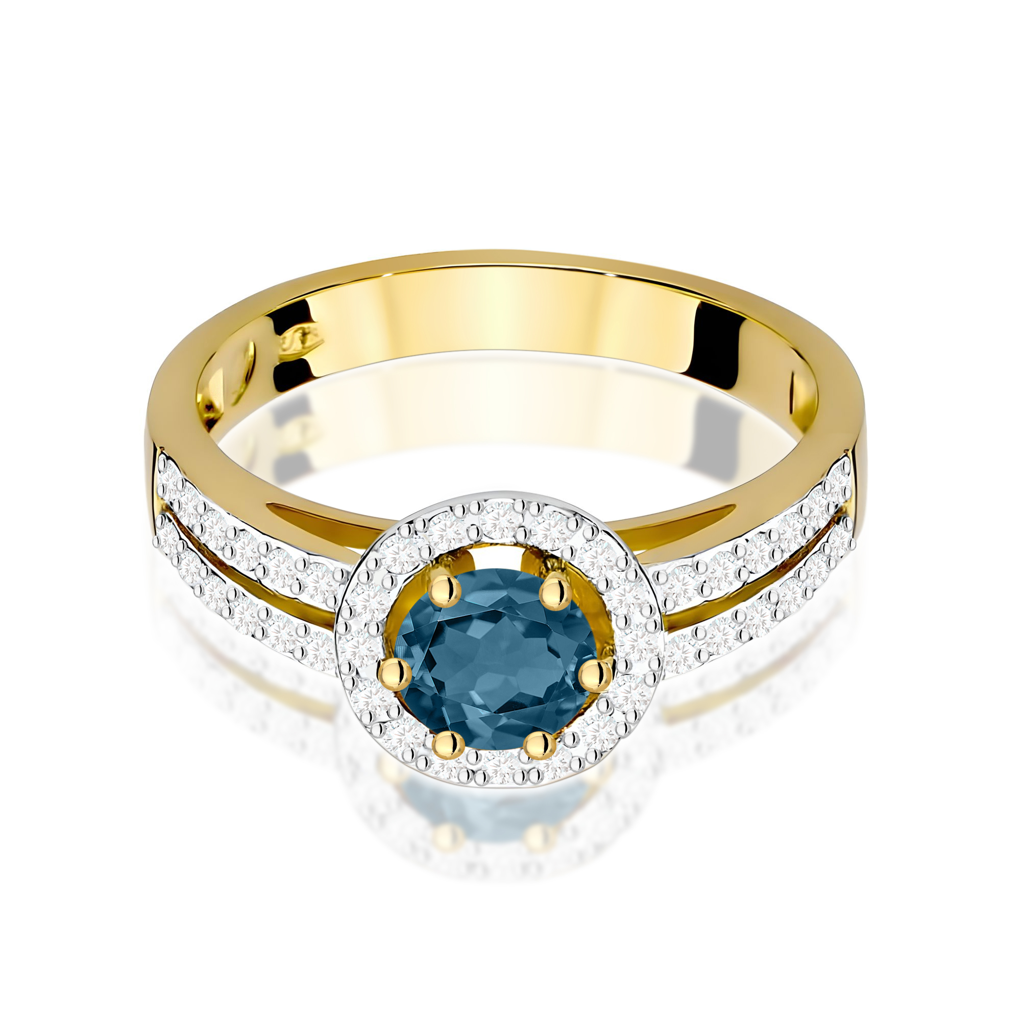 Pierścionek Topaz London Blue 0,50ct żółte złoto - obrazek 2