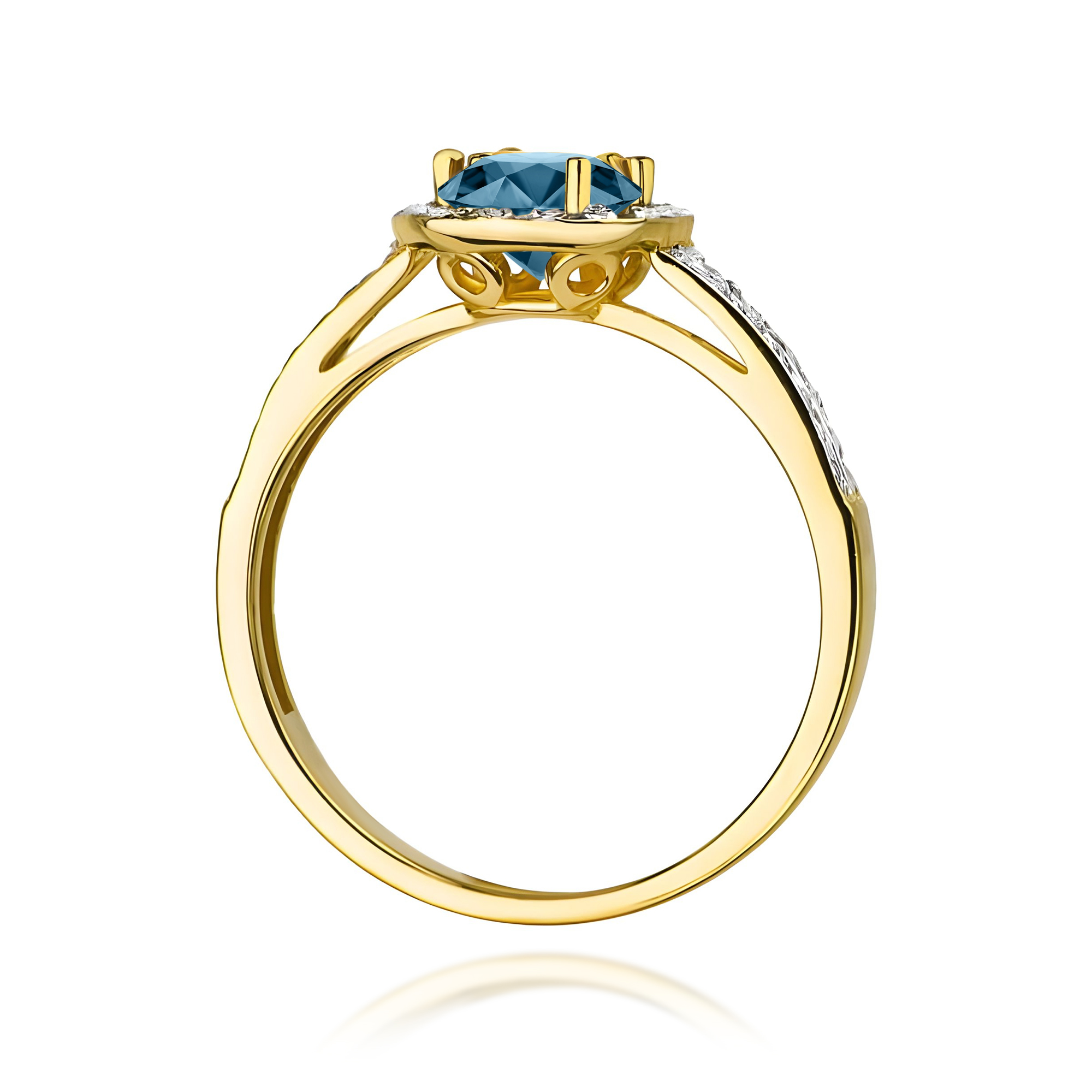Pierścionek Topaz London Blue 0,50ct żółte złoto 375 - obrazek 3