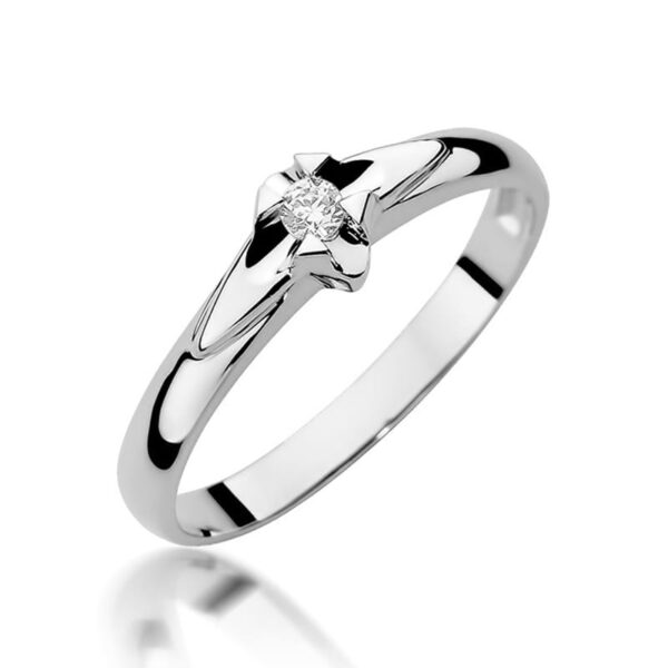 Pierścionek Diament 0,05ct białe złoto 375