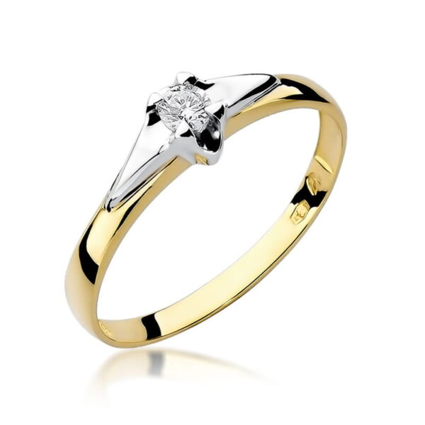 Pierścionek Diament 0,10ct żółte złoto