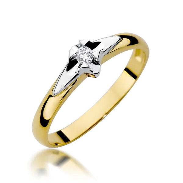 Pierścionek Diament 0,05ct żółte złoto 375