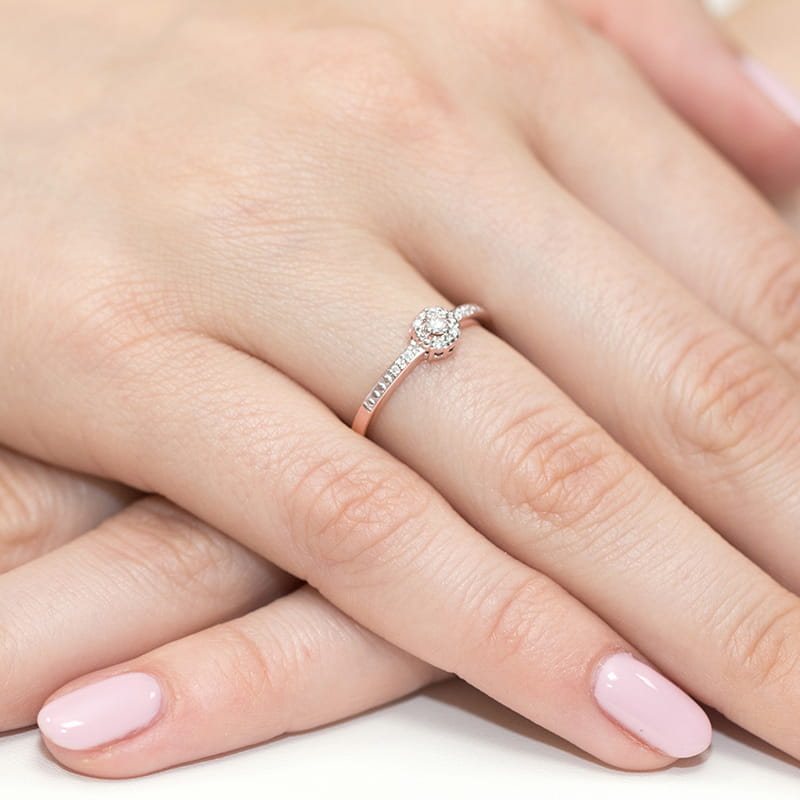 Pierścionek Diament 0,04ct różowe złoto - obrazek 4