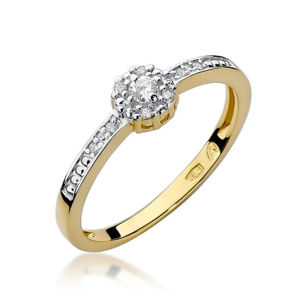 Pierścionek Diament 0,04ct żółte złoto 375