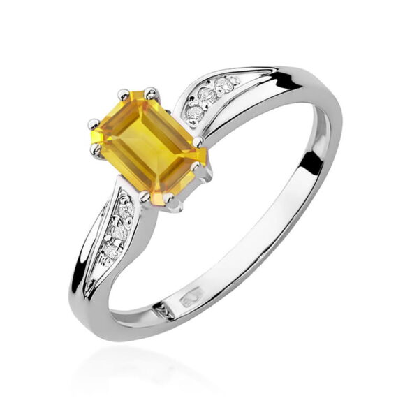 Pierścionek Cytryn 0,60ct białe złoto 375