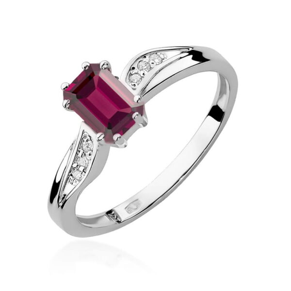 Pierścionek Granat 0,70ct białe złoto 375