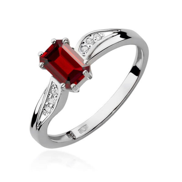 Pierścionek Rubin 0,80ct białe złoto 375