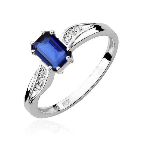 Pierścionek Szafir 0,60ct białe złoto 375