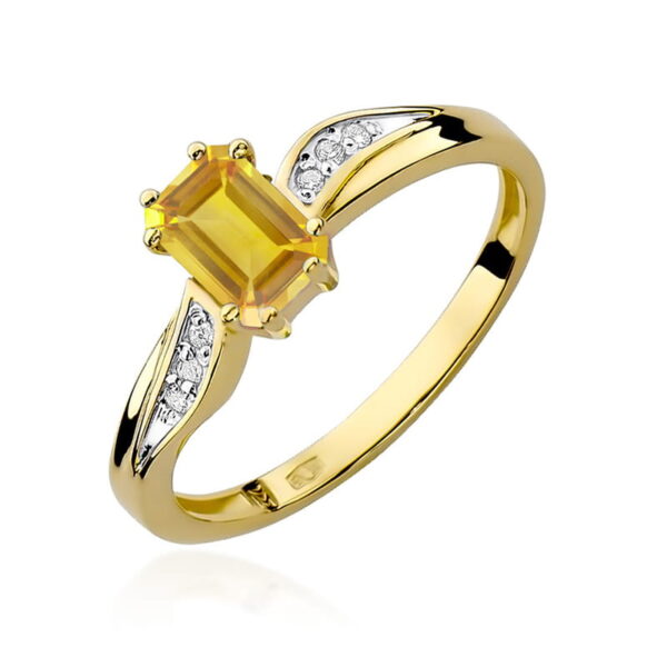 Pierścionek Cytryn 0,60ct żółte złoto 375