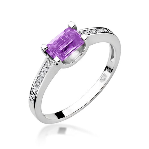Pierścionek Ametyst 0,60ct białe złoto 375
