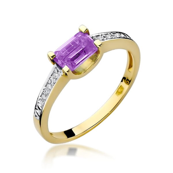 Pierścionek Ametyst 0,60ct żółte złoto 375